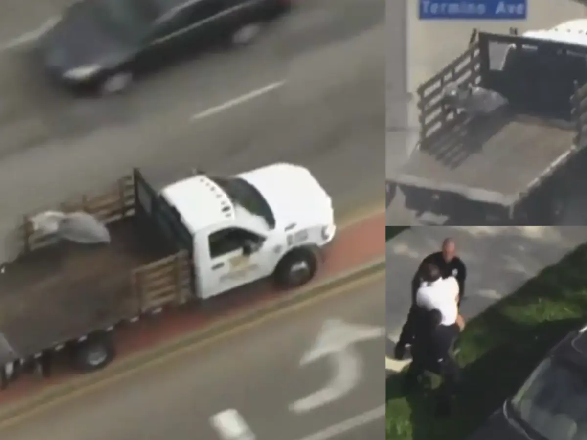 Watch: Stolen truck crashes into multiple vehicles during chase in Long ...