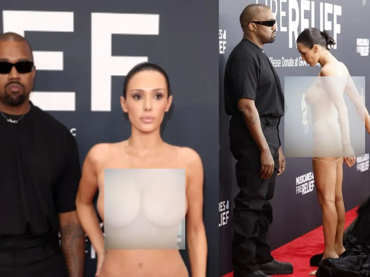Kanye West and his wife Bianca Censori escorted out of Grammys after showing up uninvited and in a NAKED dress Kanye West and his wife Bianca Censori escorted out of Grammys after showing up uninvited and in a NAKED dress
