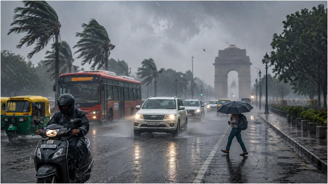 IMD Update: दिल्ली से बंगाल तक बारिश का अलर्ट, 80 किमी की रफ्तार से चलेंगी हवाएं