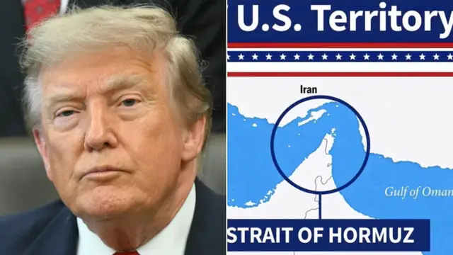 ट्रंप ने Strait of Hormuz को बताया अमेरिकी इलाका, शेयर किया Map