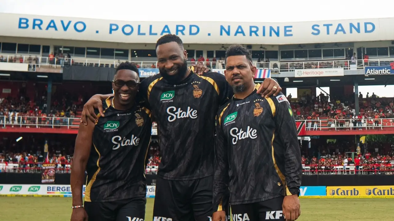 क्वीन्स पार्क स्टेडियम में Bravo, Pollard और Narine के नाम पर बने स्टैंड