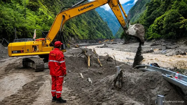 Flood में टूटा Tibetan Road 1 हफ्ते बाद फिर चालू, China ने किया Repair