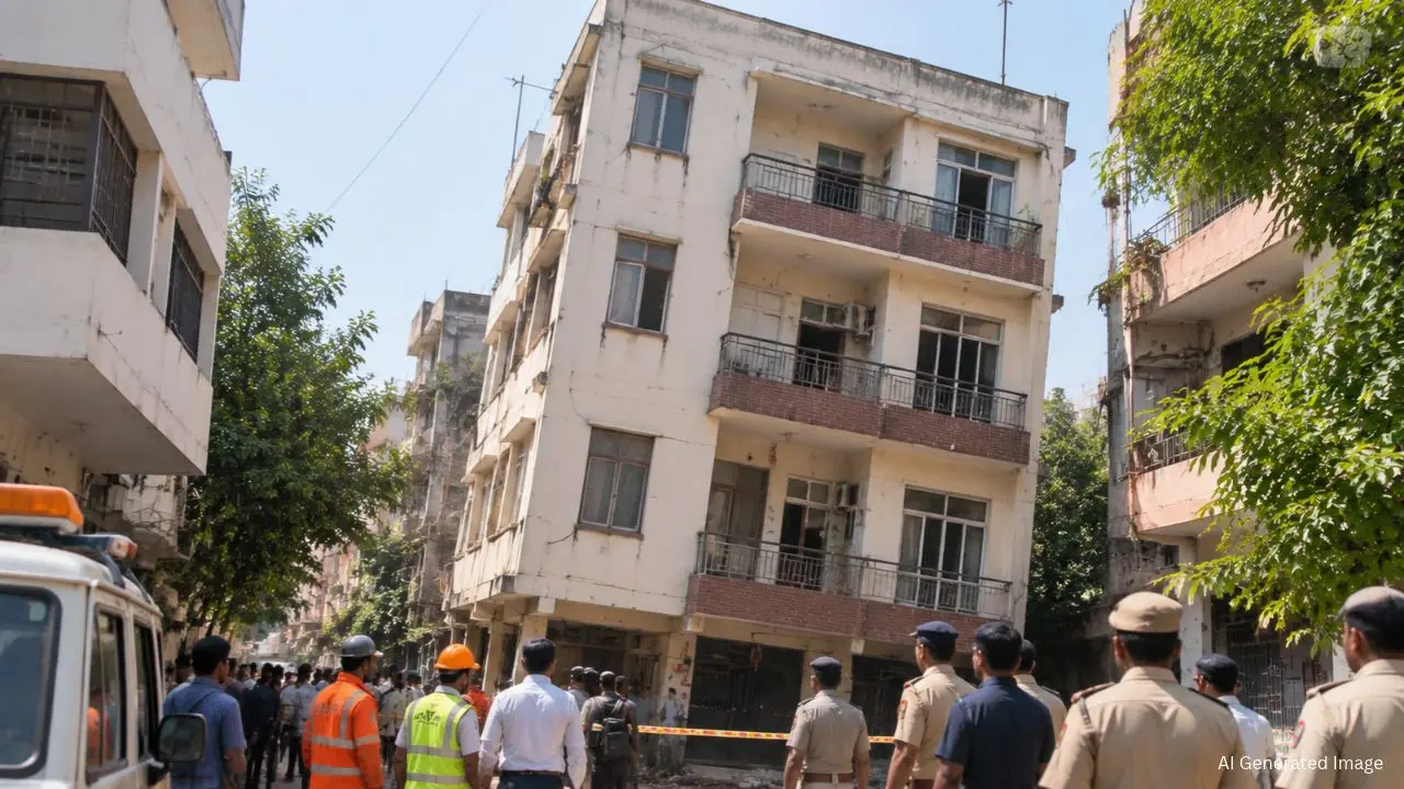 दिल्ली में अचानक झुकी 4 मंजिला इमारत, लोगों को कराया गया Evacuate