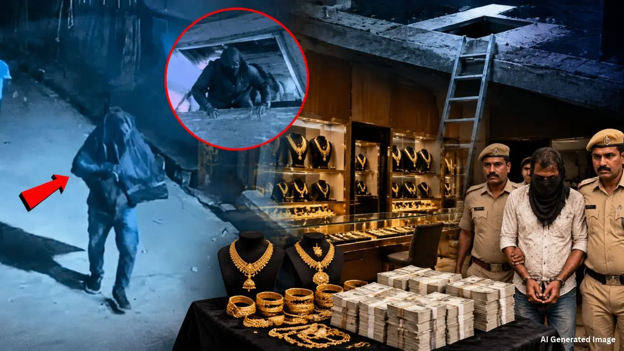 Mathura में ₹14 करोड़ की चोरी, छत के रास्ते से घुसा और 8 घंटे शोरूम में रहा चोर