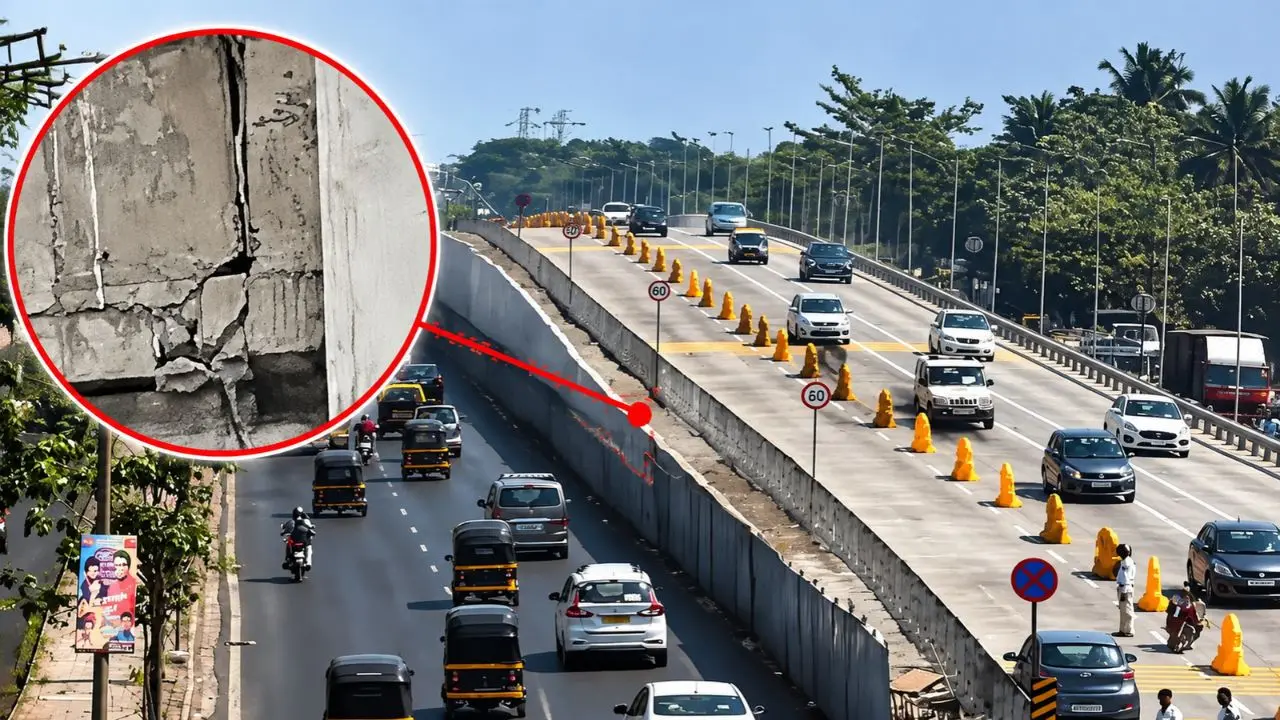 एक साल बाद ही ठाणे के Flyover में आई दरारें, Traffic के लिए करना पड़ा बंद