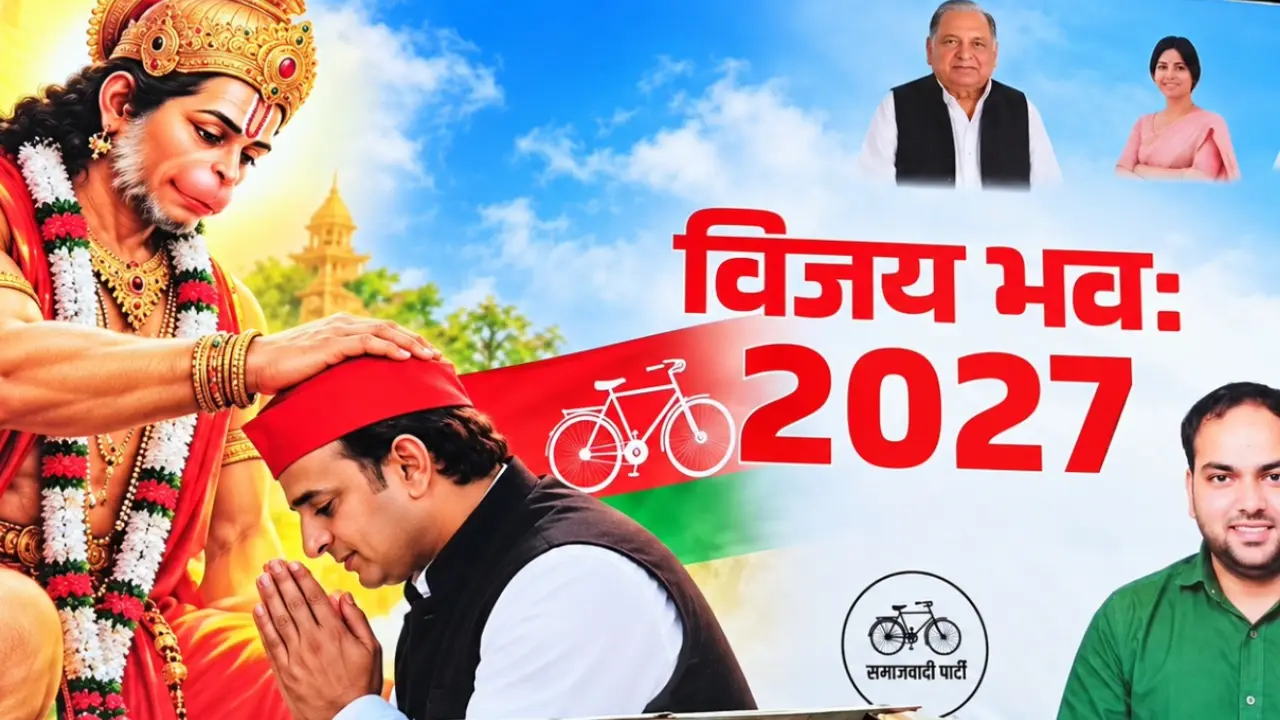Lucknow में लगा Akhilesh Yadav का Hanuman Ji के आशीर्वाद वाला पोस्टर