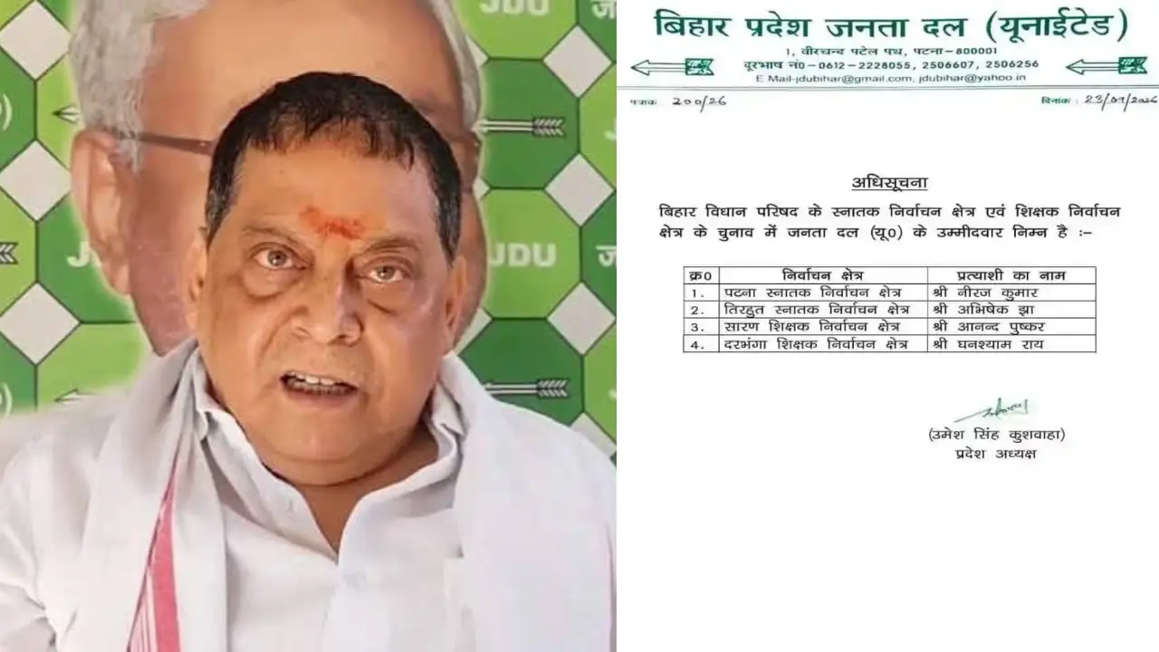 Bihar MLC Election: JDU की लिस्ट जारी, नीरज कुमार समेत 4 नामों पर लगी मुहर