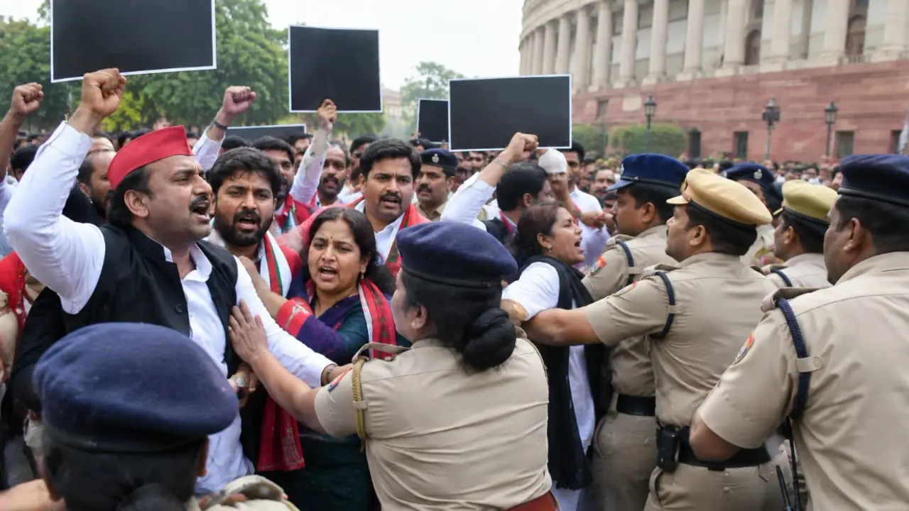 CEC Gyanesh Kumar के खिलाफ प्रदर्शन, SP सांसदों समेत कई नेताओं पर पुलिस कार्रवाई