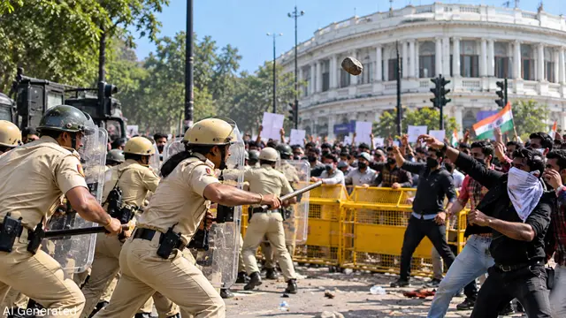 CJP Protest में पत्थरबाजी, Connaught Place में पुलिसकर्मी घायल
