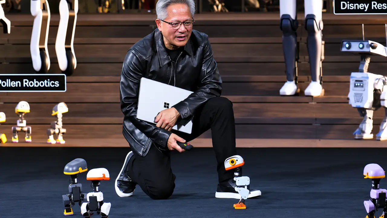 Nvidia CEO ने पेश किए 4 Microduck Robots, चलते हैं, बैठते हैं और आदेश मानते हैं!
