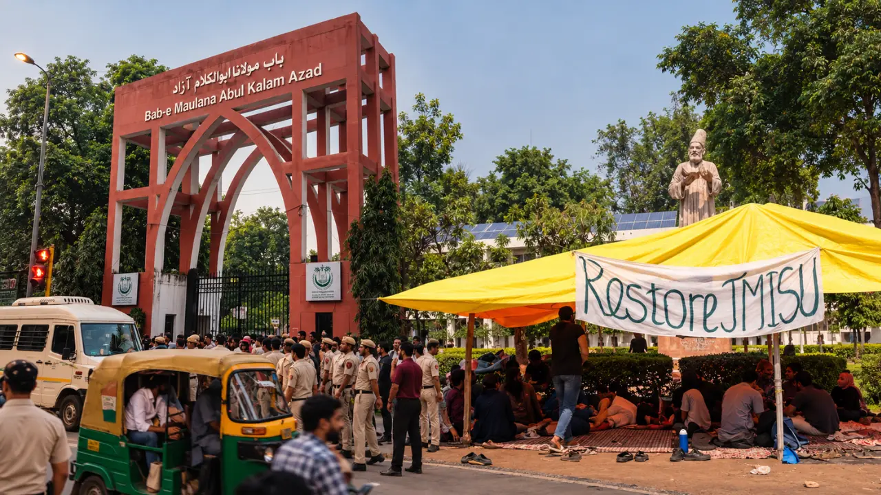 Jamia में छात्र संघ चुनाव को लेकर प्रदर्शन जारी, सभी Classes हुईं Online