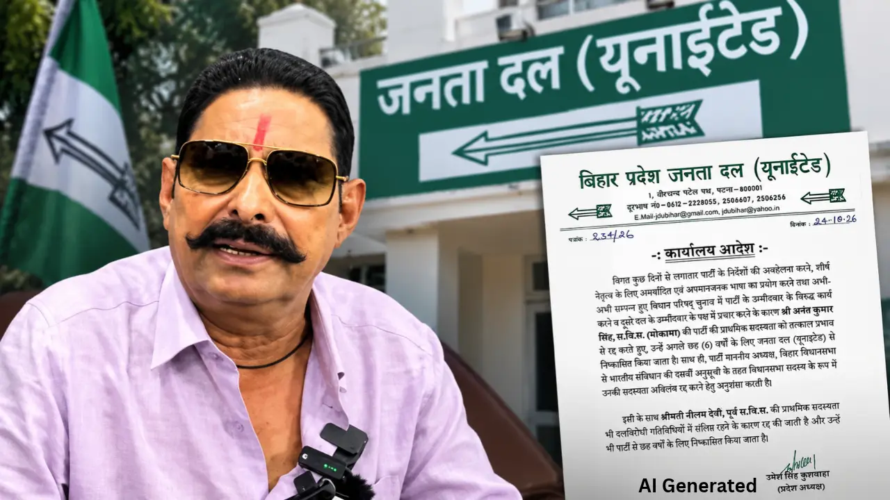 JDU का बड़ा एक्शन, अनंत सिंह 6 साल के लिए पार्टी से निष्कासित