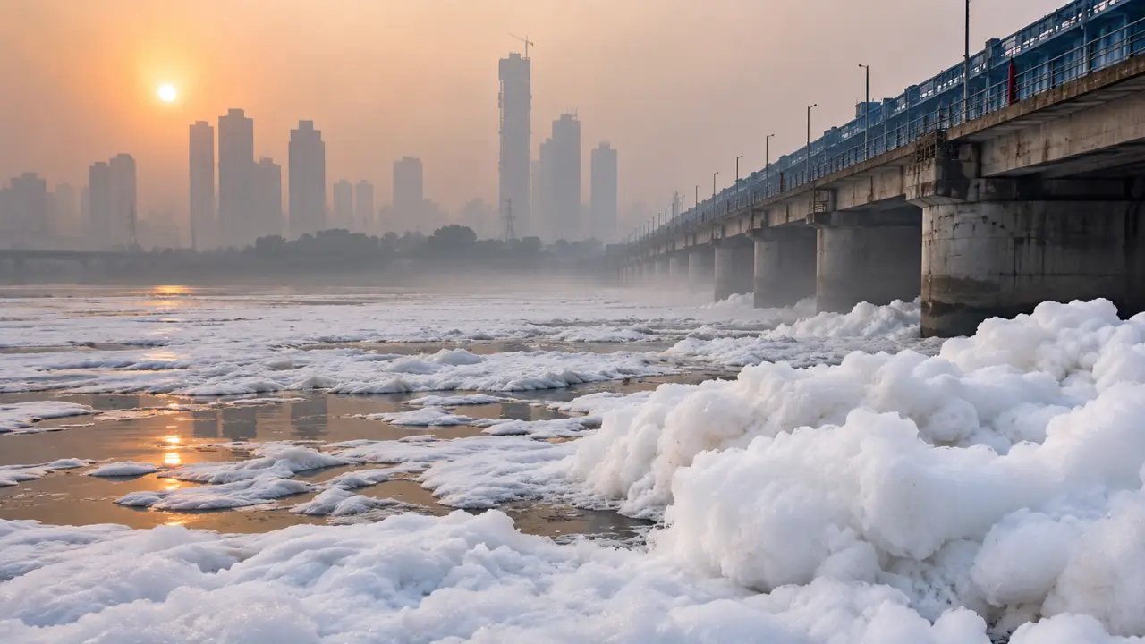 Delhi-NCR में AQI 168 पर पहुंचा, Yamuna में फिर लौटा जहरीला झाग