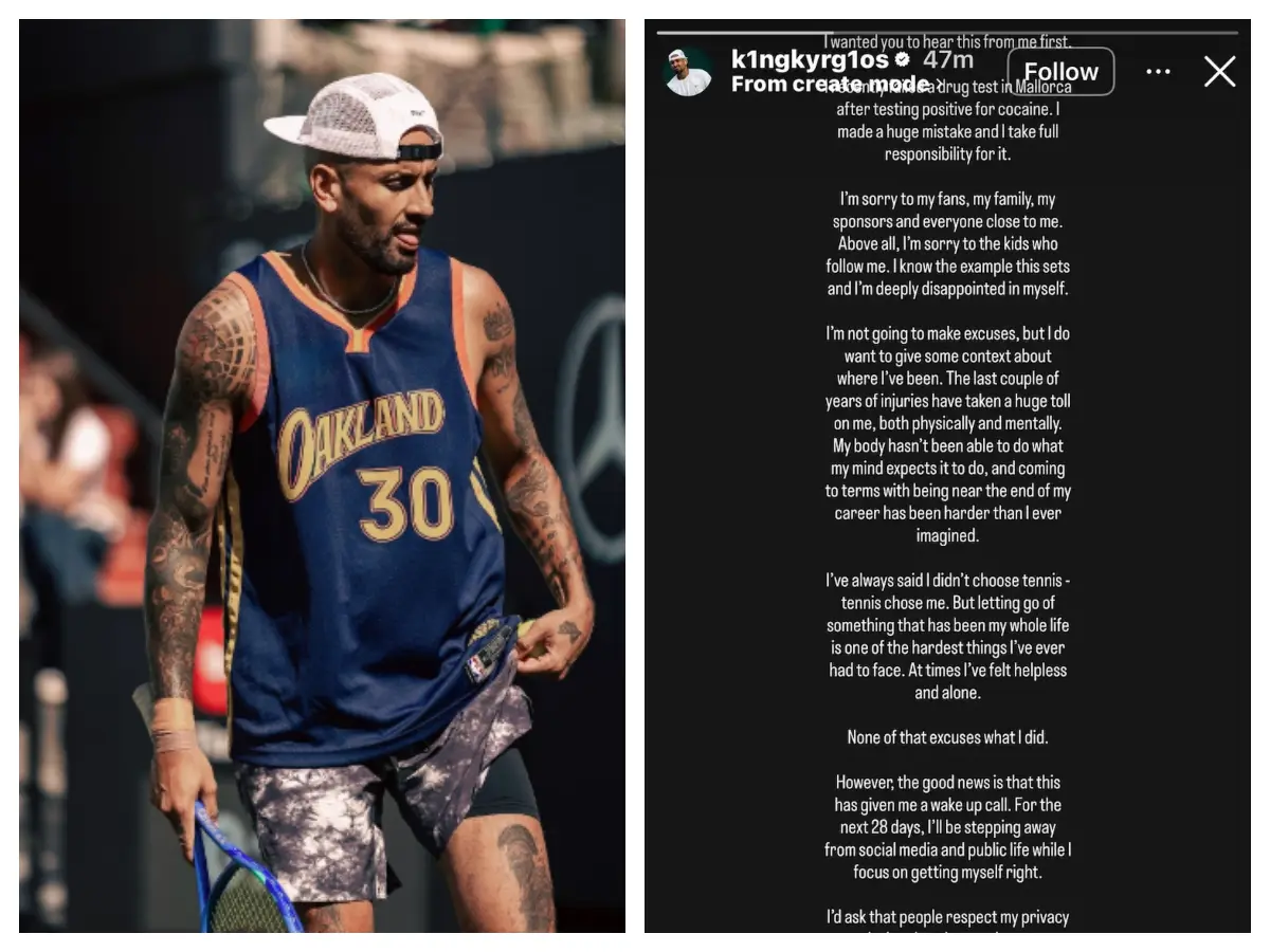 Nick Kyrgios Suspended: നിക്ക് കിർഗിസിന് താൽക്കാലിക വിലക്ക്, കൊക്കെയ്ൻ ഉപയോഗം സ്ഥിരീകരിച്ച് താരം
