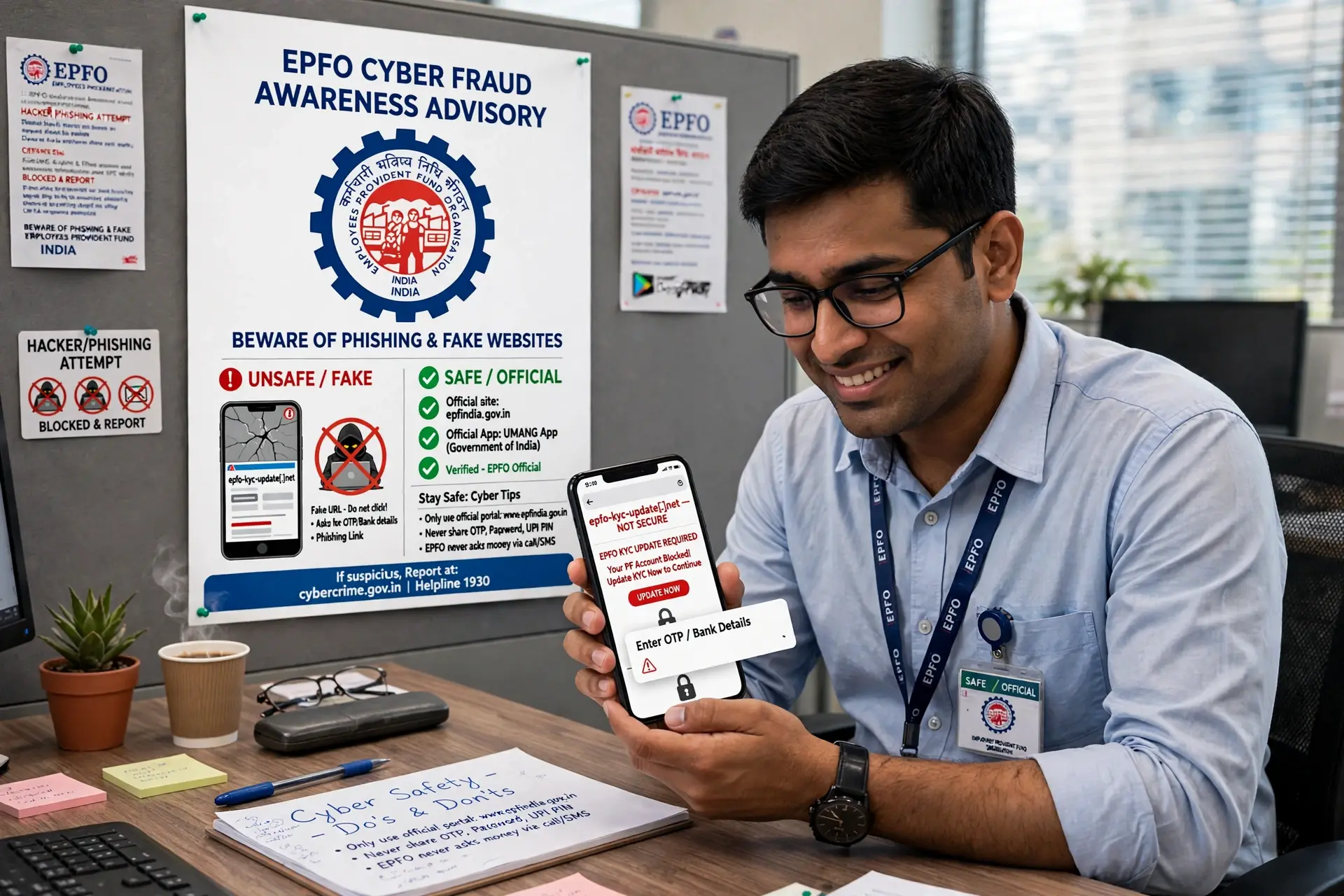 EPFO Scams: സൈബർ കെണിയിൽ വീഴരുത്! പി.എഫ് അക്കൗണ്ട് ഉടമകൾക്ക് സുരക്ഷാ മാർഗ്ഗനിർദ്ദേശവുമായി ഇ.പി.എഫ്.ഒ