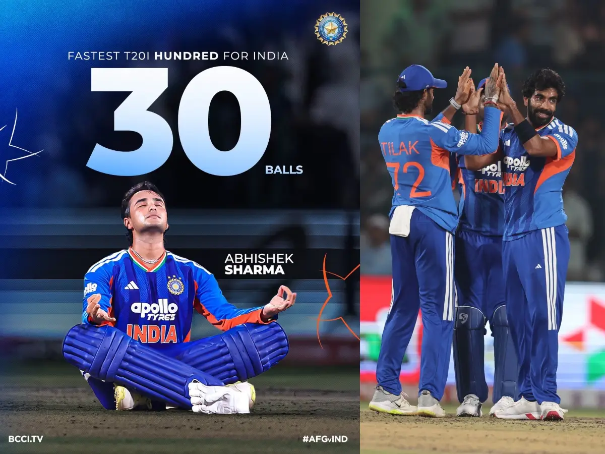 India T20: അഭിഷേക് ശർമ്മയുടെ റെക്കോർഡ് സെഞ്ച്വറി, അഫ്ഗാനിസ്ഥാനെതിരെ ഇന്ത്യക്ക് വിജയം
