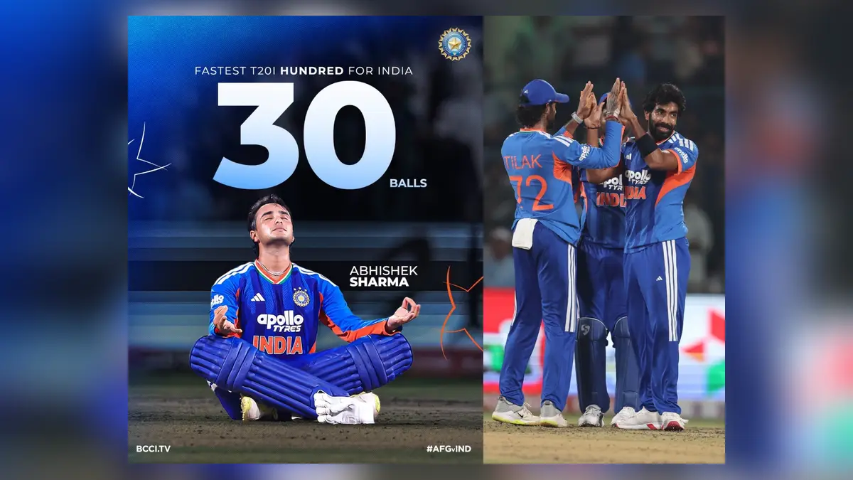 India T20: അഭിഷേക് ശർമ്മയുടെ റെക്കോർഡ് സെഞ്ച്വറി, അഫ്ഗാനിസ്ഥാനെതിരെ ഇന്ത്യക്ക് വിജയം