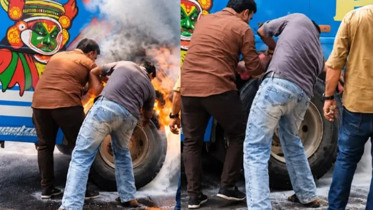 Tire Burst at Nadapuram: ഓടിക്കൊണ്ടിരുന്ന ബസിന്റെ ടയര് പൊട്ടിത്തെറിച്ച് തീപിടിച്ചു, വന് ദുരന്തം ഒഴിവായത് തലനാരിഴയ്ക്ക്