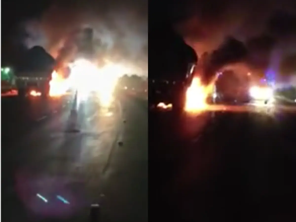 Jhalwar News: हाईवे पर चलता ट्रक बना आग का गोला, भीषण आग ने मचाई तबाही, चालक ने कूदकर बचाई जान