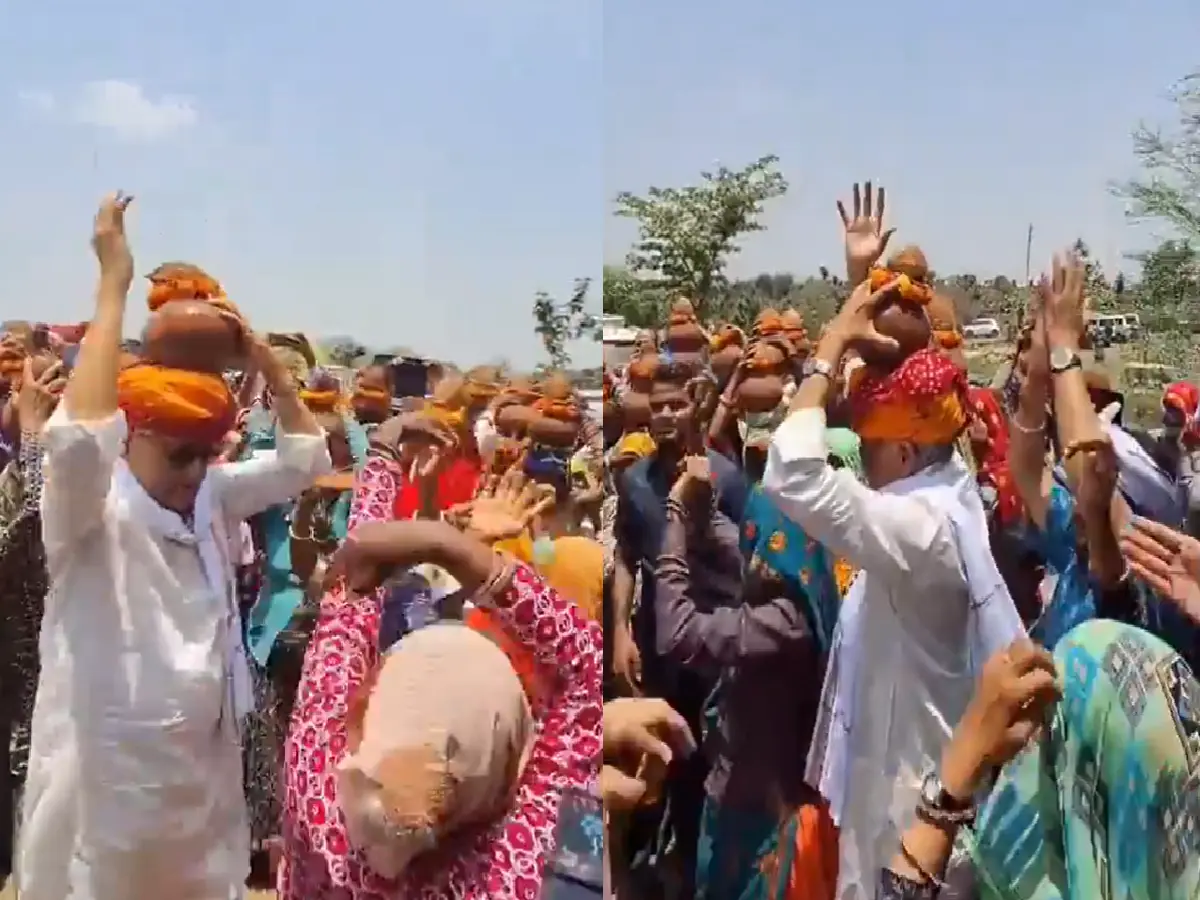 सिर पर कलश रखकर थिरके मंत्री किरोड़ी लाल मीणा, बोले- पानी की हर बूंद गंगा... सिर पर कलश रखकर थिरके मंत्री किरोड़ी लाल मीणा, बोले- पानी की हर बूंद गंगा...