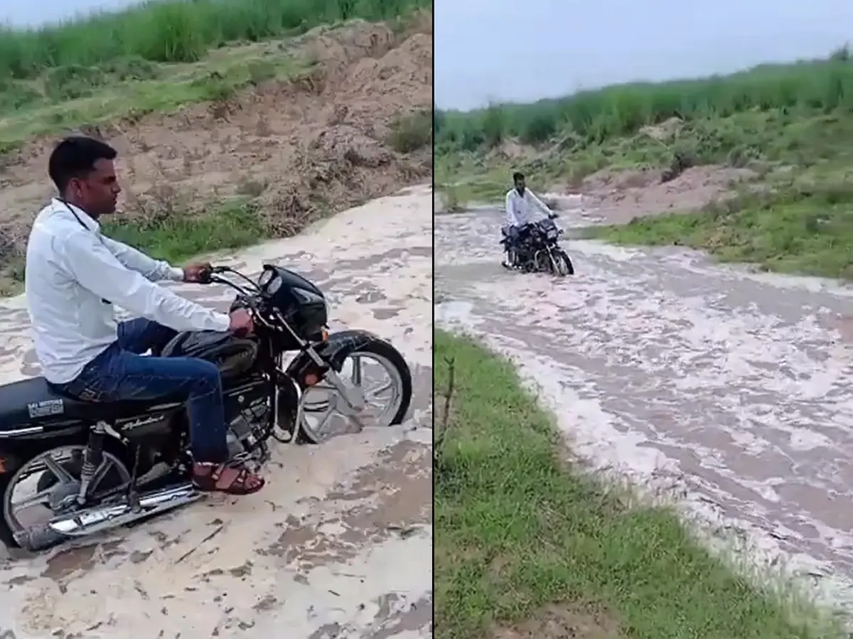 Bharatpur News: रील के लिए जान से खिलवाड़! तेज धार में बाइक चलाकर बनाई Video