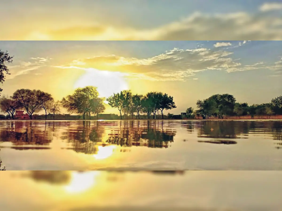 सूर्यास्त दृश्य और खेतों की खूबसूरती