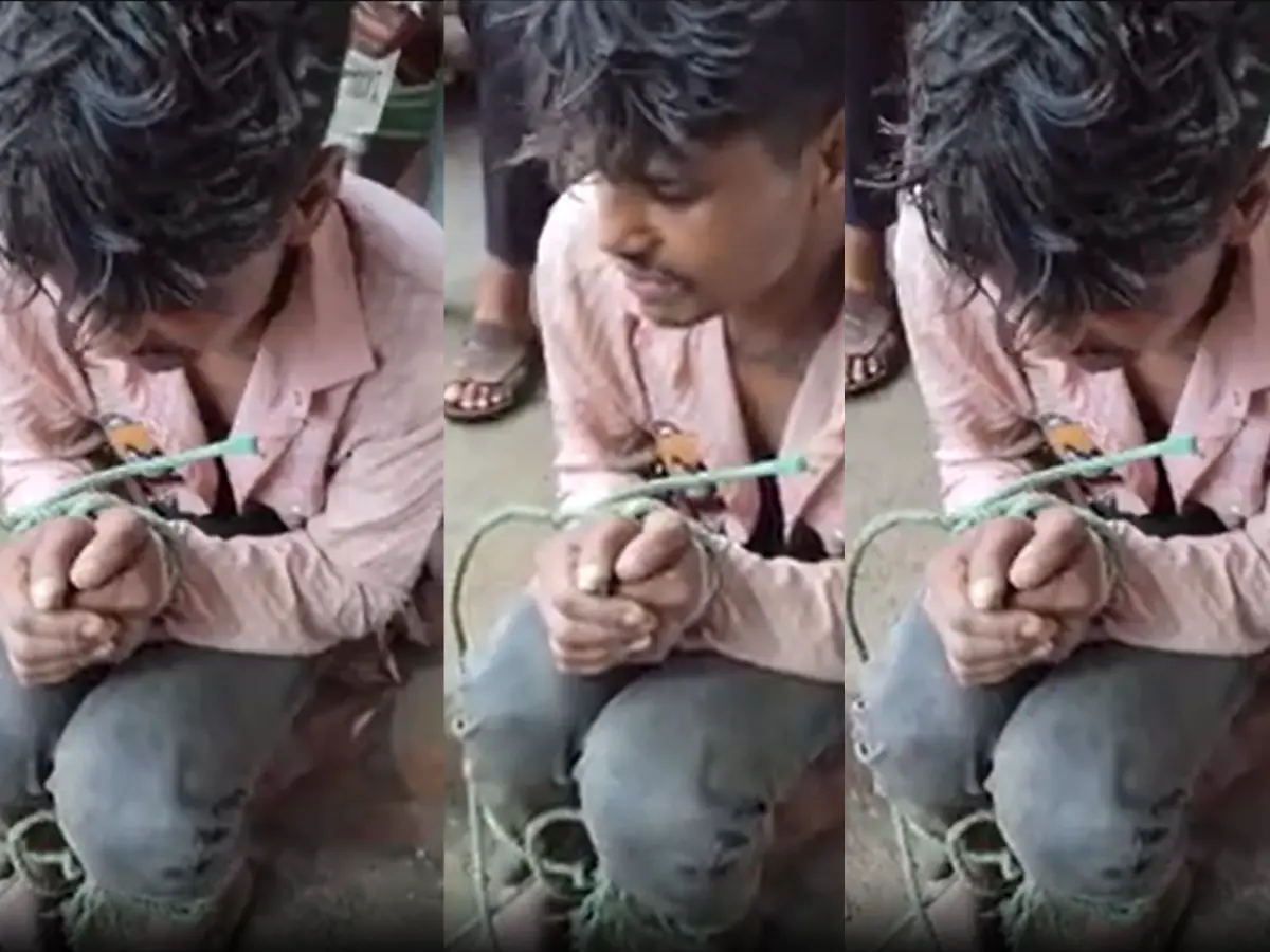 चोर के हाथ-पैर बांधकर लोगों ने की पिटाई, वीडियो वायरल, Watch Video