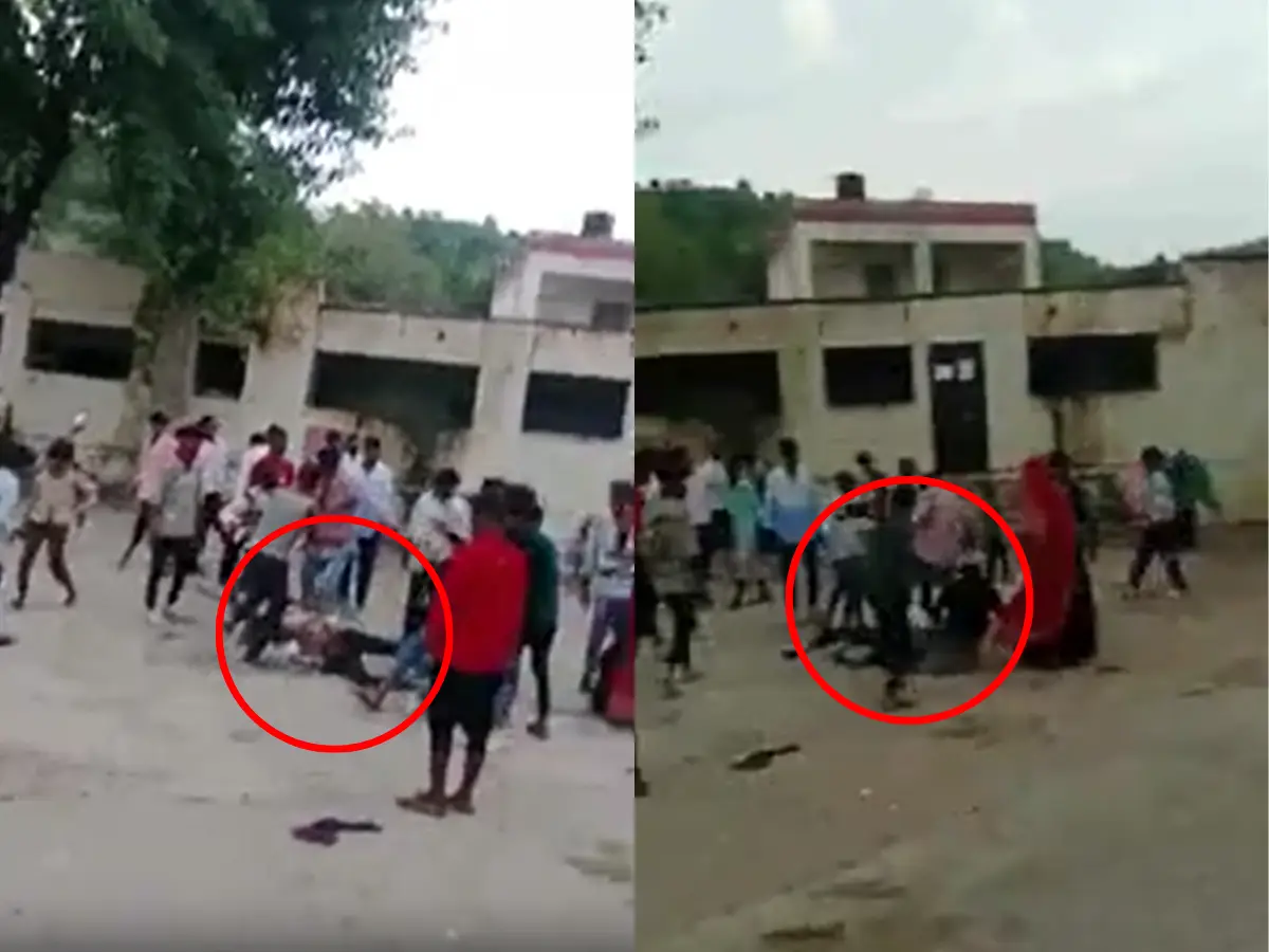 बीच सड़क लोगों ने युवक पर बरसाए लात-घूंसे, वीडियो वायरल