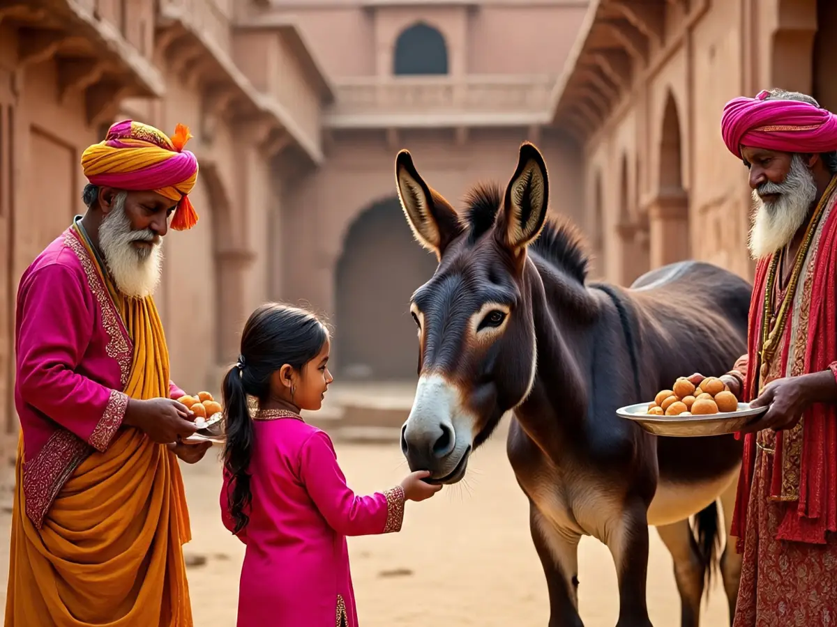 Gulab Jamun fed to donkey