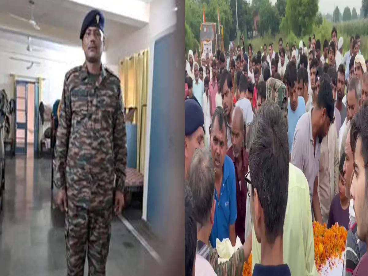 जवान ईश्वर प्रसाद की एक्सीडेंट में मौत, तिरंगे में लिपटी देह एक टक देखता रहा मासूम बेटा