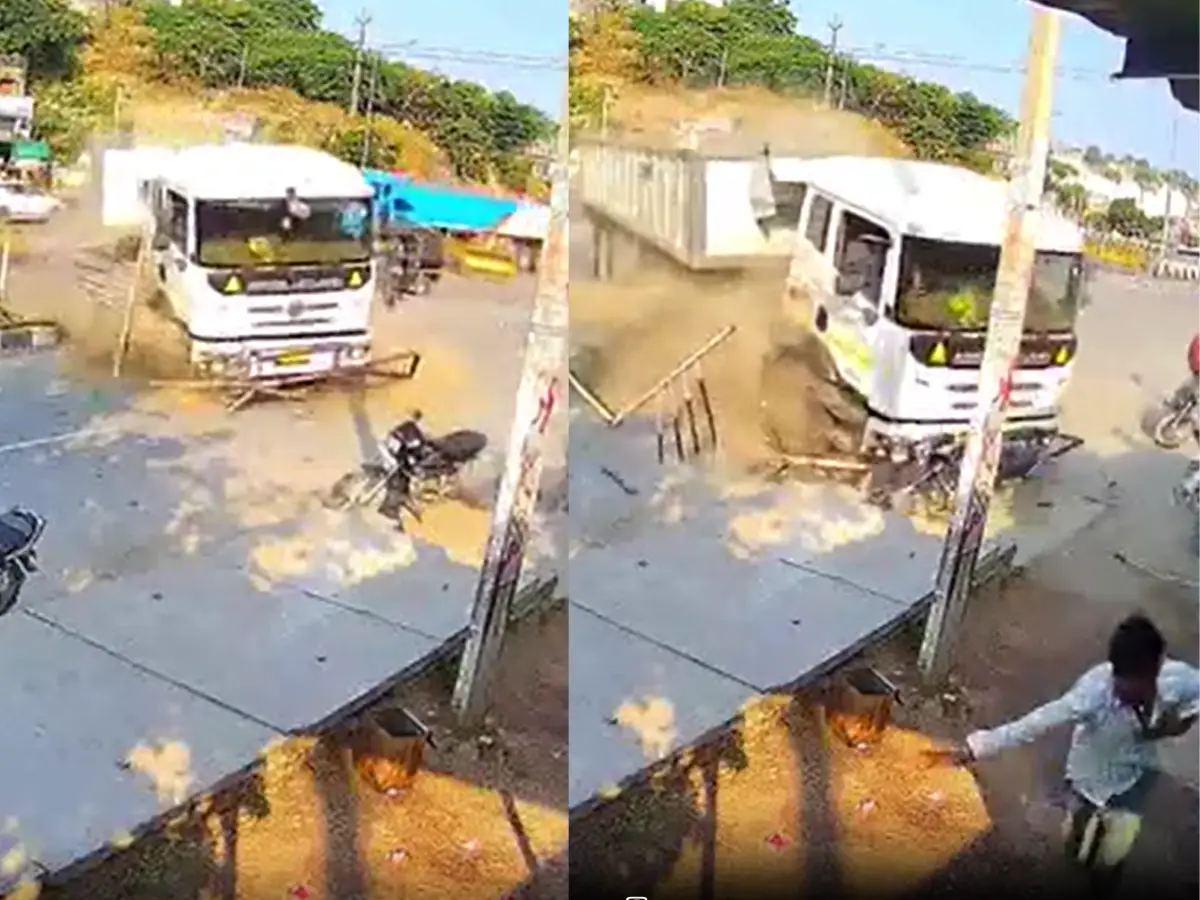 हाइवे किनारे चाय की दुकान में जा घुसा ट्रेलर, CCTV में पूरी घटना कैद