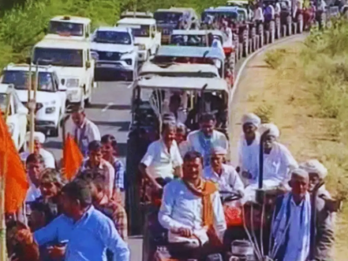 मंत्री केके विश्नोई के क्षेत्र में किसानों का बड़ा आंदोलन, 200 ट्रैक्टरों के साथ कलेक्ट्रेट का घेराव