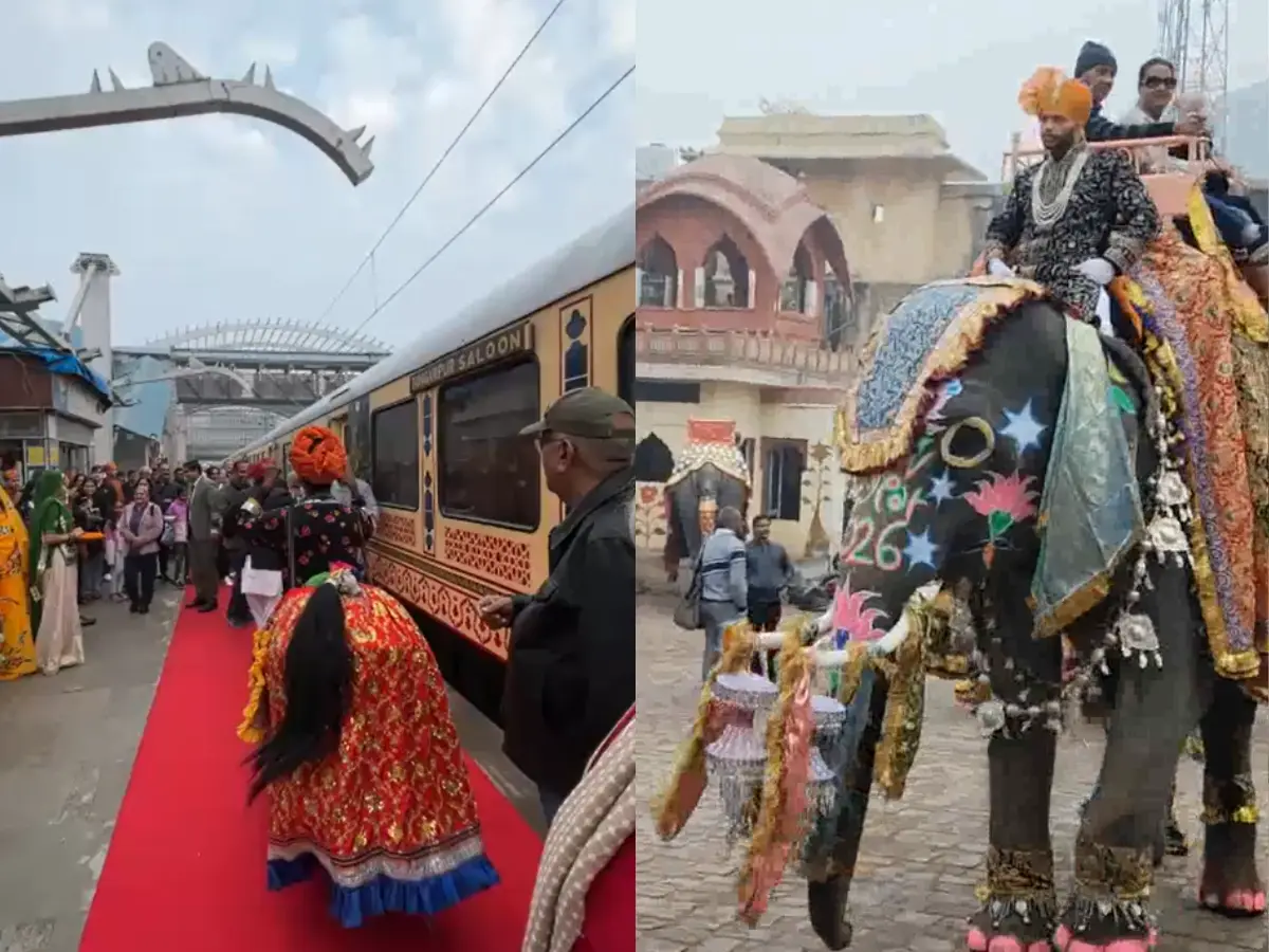 पैलेस ऑन व्हील्स में शाही अंदाज में New Year 2026 का आगाज, जयपुर पहुंचे 76 विदेशी पर्यटक पैलेस ऑन व्हील्स में शाही अंदाज में New Year 2026 का आगाज, जयपुर पहुंचे 76 विदेशी पर्यटक