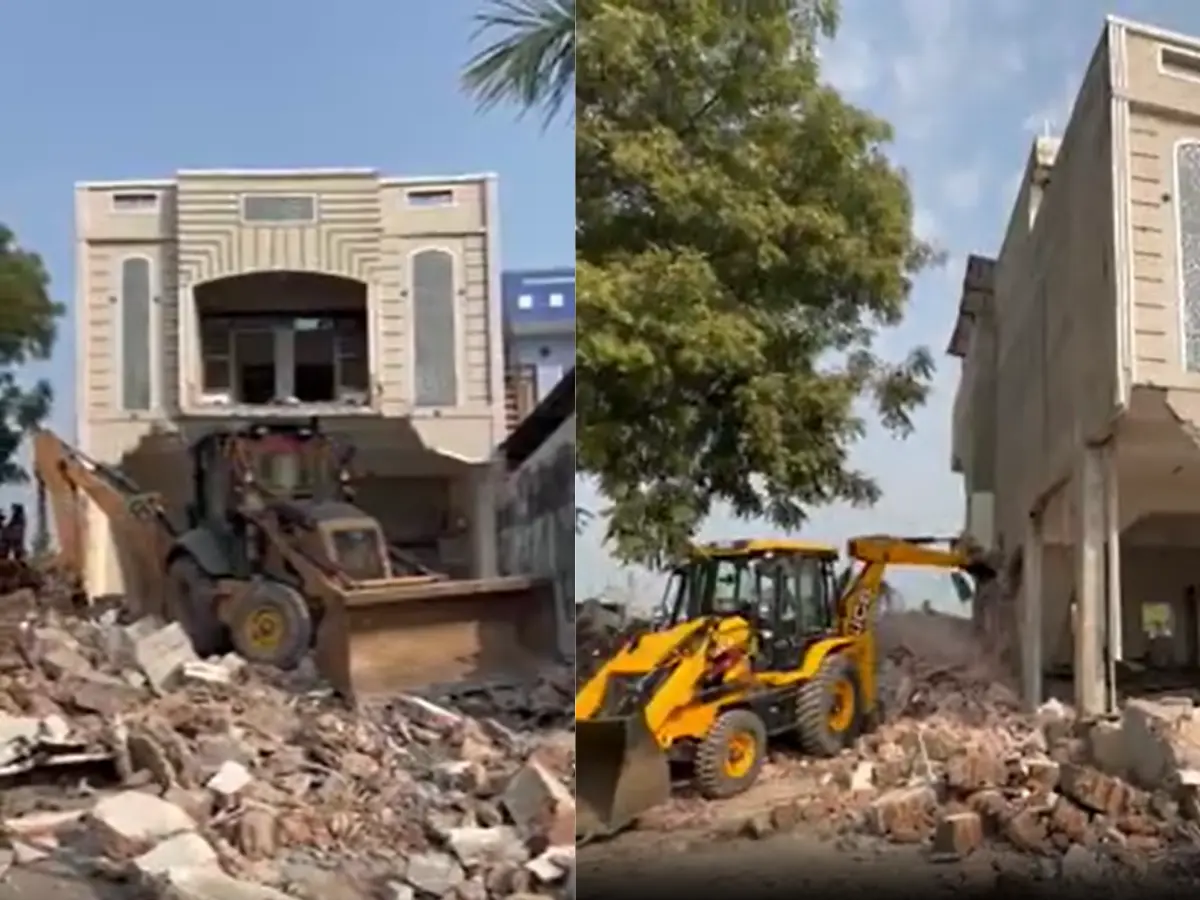 हिस्ट्रीशीटर आदिल मिर्जा पर ''बुलडोजर प्रहार'', दो मंजिला मकान ध्वस्त