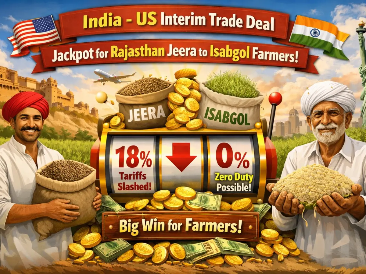 India US Interim Trade Deal:  राजस्थान के जीरा-ईसबगोल किसानों के लिए जैकपॉट है भारत-अमेरिका ट्रेड डील! एक्सप्लेनर से तुरंत पढ़ लें पूरी जानकारी