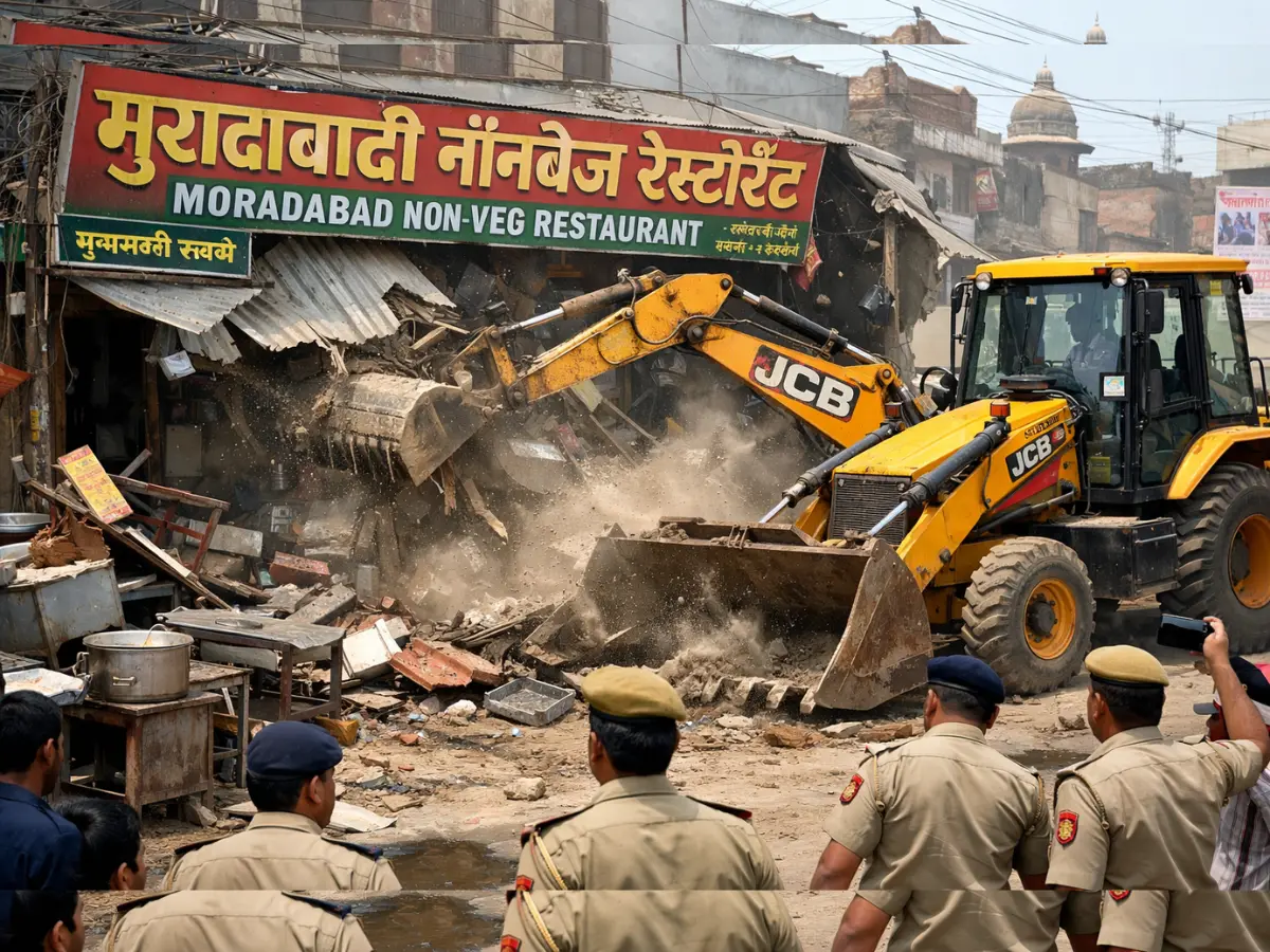 कोटा में अवैध निर्माण पर नगर निगम की सख्त कार्रवाई, इन्द्राविहार में चला बुलडोजर, मुरादाबादी रेस्टोरेंट पर भी एक्शन