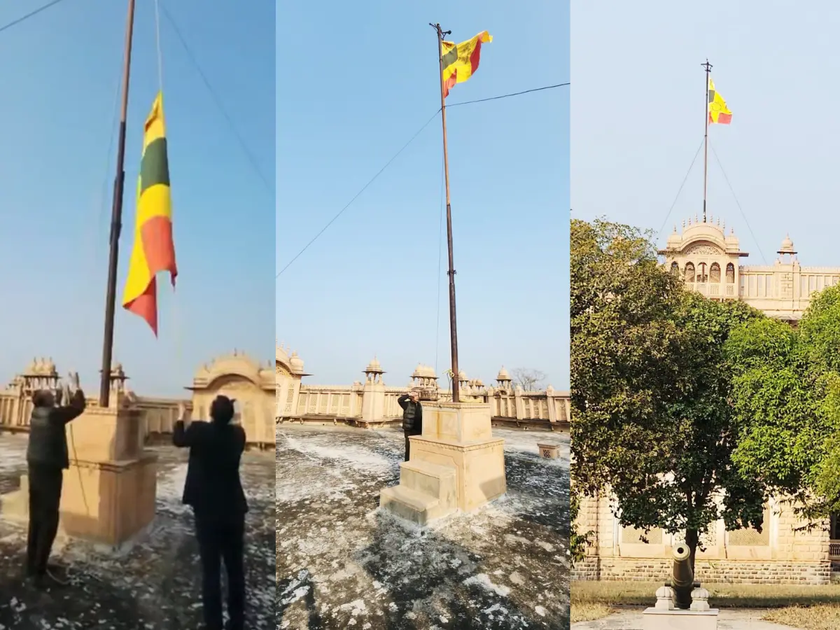 मोती महल झंडा प्रकरण का हुआ ‘दी एंड’, राजपरिवार के वंशज विश्वेन्द्र सिंह ने फहराया रियासतकालीन ध्वज