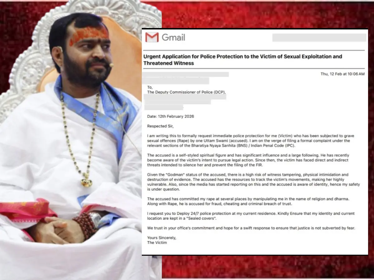 महामंडलेश्वर उत्तम स्वामी के खिलाफ राजस्थान से दिल्ली पंहुचा अंग्रेजी मेल, युवती ने रेप का आरोप लगाते हुए मांगी 24/7 सिक्योरिटी, अंग्रेजी में लिखा कि मिल रही धमकियां