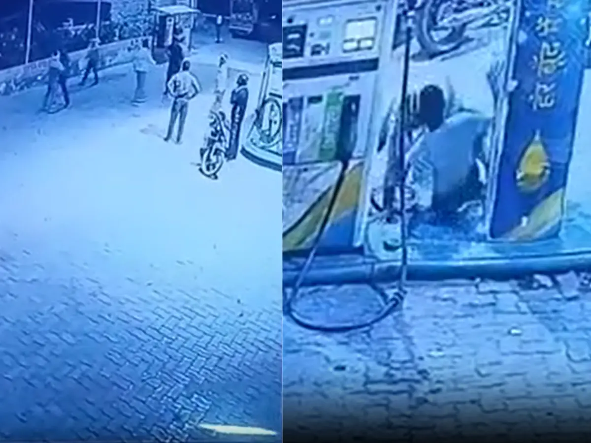 पेट्रोल भरवाते समय जीजा-साले पर हमला, 35 हजार रुपये लूटकर बदमाश फरार, घटना CCTV में कैद