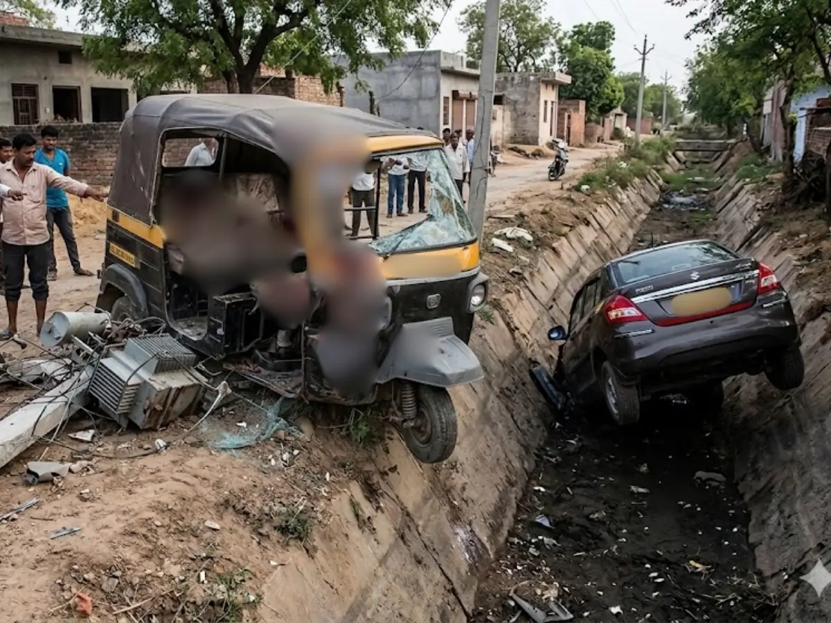 कोटा में तेज रफ्तार कार का कहर, ऑटो चालक गंभीर घायल, ट्रांसफार्मर भी टूटा