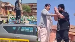 कार पर चढ़कर सिगरेट पीते हुए युवक ने की बैन करने की मांग, देखें वीडियो