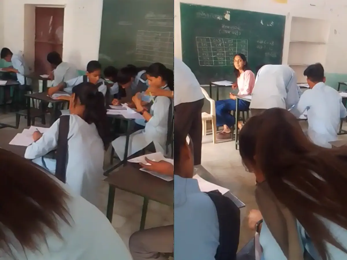 बीकानेर में परीक्षा के दौरान ग्रुप चीटिंग का वीडियो वायरल, नोखा के माड़िया स्कूल पर उठे सवाल