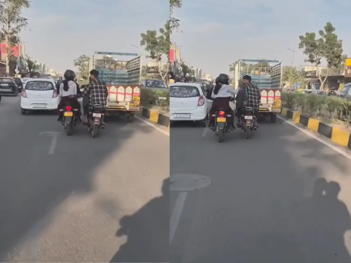 जयपुर में बाइक पर बैठी युवती से छेड़छाड़, वीडियो वायरल, देखें VIDEO