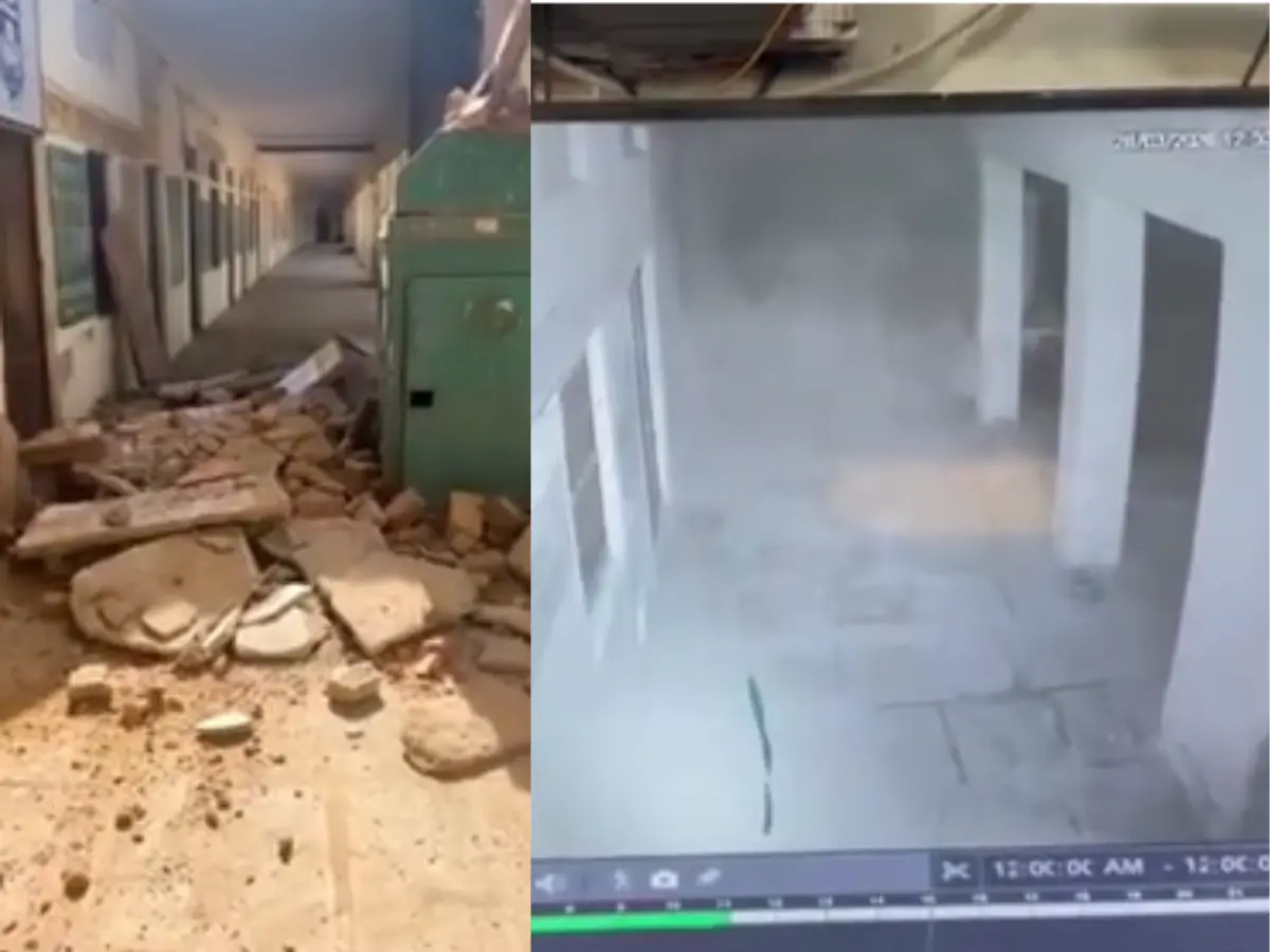 आधी रात को भरभराकर ढह गई सरकारी स्कूल की छत, 11 पट्टियां एक साथ गिरीं, CCTV फुटेज सामने आया